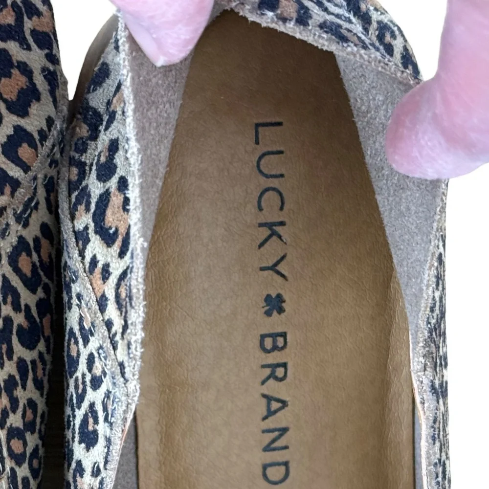Lucky Brand Cahill Leopard Calf Hair Loafers Women’s Size 7.5M Leather Upper